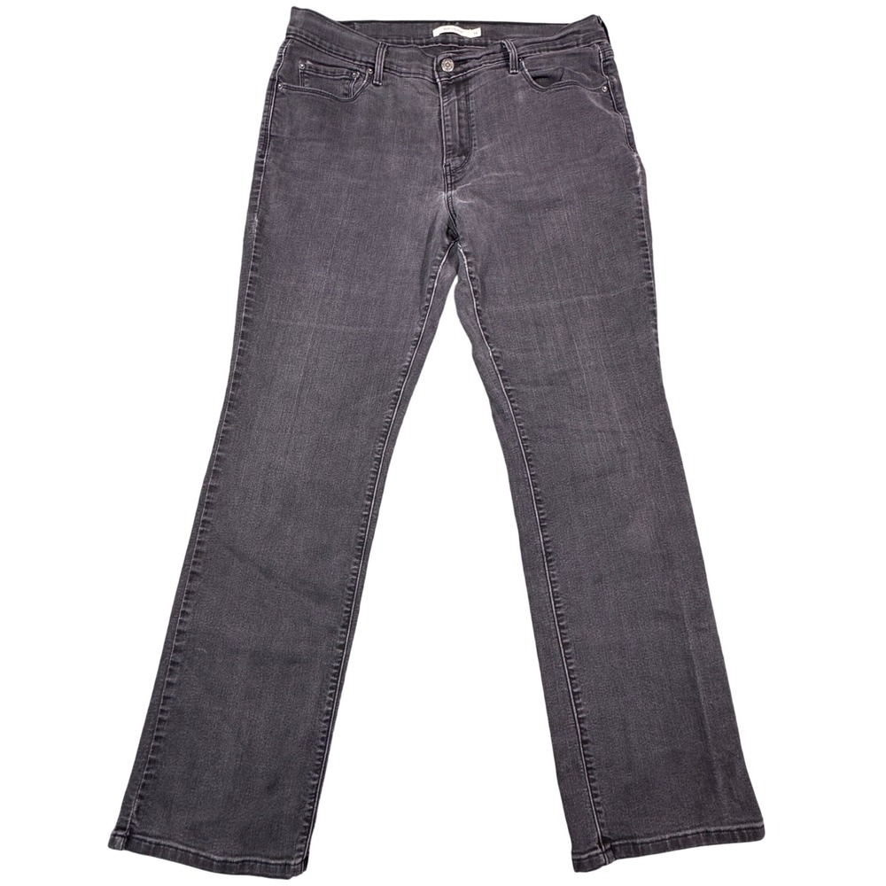 Levis 505 Straight Leg Jeans Womens 14 Faded Black Denim Mid Rise Classic Fit